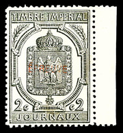 (*) N°1A, 2c, Essai En Noir Dentelé Surchargé 'EPREUVE' Rouge, Bord De Feuille Latéral Droit, RARE (signé/certificat) (r - Zeitungsmarken (Streifbänder)