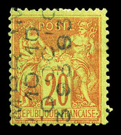 (*) N°18, 20c Brique Sur Vert Surcharge Verticale 5 Lignes Du 10 OCTOBRE, RARE Et TTB (signé Scheller/certificat)  Quali - 1893-1947