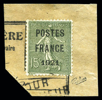 (*) N°34, 15c Semeuse Obl 'POSTE FRANCE 1921' Sur Son Support. TTB (signé Calves/certificat)  Qualité: (*)  Cote: 1400 E - 1893-1947
