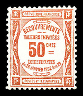 ** N°47, 50c Rouge, TB (certificat)  Qualité: **  Cote: 1100 Euros - 1859-1959 Neufs