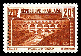 ** N°262B, Pont Du Gard 20F Chaudron Clair Dentelé 11, DOUBLE PIQUAGE à Gauche, Seule Pièce Connue. SUPERBE. R.R.R. (sig - Ungebraucht