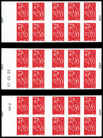 ** N°3744-C6, Lamouche TVP Rouge: 3 Exemplaires Avec Double Numéro Comptable, Un Normal, Un Daté Et Un Avec RGR-2, TB  Q - Fogli Completi