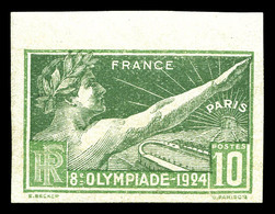 ** N°183a, 10c Jeux Olympique De Paris 1924, Non Dentelé, Haut De Feuille. SUP. R. (signé Brun/certificats)  Qualité: ** - Non Classés