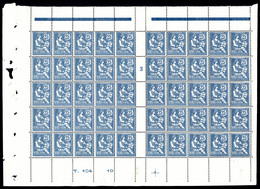 ** N°127, 25c Bleu En Panneau De 50 Exemplaires Millésime '3' (1ex*), Bas De Feuille Avec Croix De Repère Et Numéro. SUP - Fogli Completi