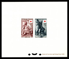 (*) N°1048/49, Paire Croix Rouge De 1955. Tirage 25 Exemplaires. SUP (certificat)  Qualité: (*)  Cote: 400 Euros - Luxusentwürfe