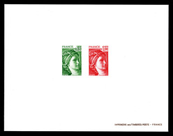 (*) N°1970/72, Sabine, 0.80 Vert Et 1F Rouge. SUP. R. (certificat)  Qualité: (*)  Cote: 550 Euros - Epreuves De Luxe
