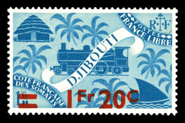 ** Non émis De 1945: Locomotive, 1f 20 Sur 1f Bleu-vert, Surcharge Rouge, SUP (certificat)  Qualité: ** - Oblitérés