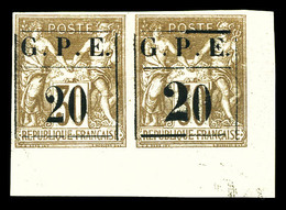 * N°1a, 20 Avec Gros '2' Tenant à Normal En Paire Cdf. TTB (certificat)  Qualité: *  Cote: 485 Euros - Unused Stamps