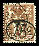 O N°24, 15c Sur 2c Lilas-brun S Paille, Un Angle Defectueux (certificat)  Qualité: O  Cote: 1300 Euros - Used Stamps