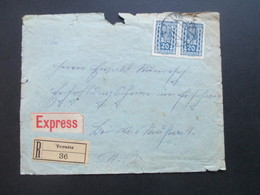 Österreich 1922 Dauchauer MiF Rückseitig Nr. 378 Mit 18 Marken Davon 1x 12 Block!! Einschreiben / Express Ternitz 36 - Storia Postale