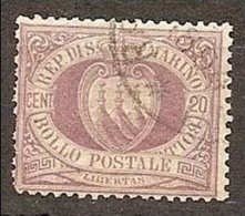 1894 San Marino Saint Marin CIFRA O STEMMA 20c Lilla (29) USED - Used Stamps