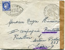 FRANCE LETTRE CENSUREE DEPART RISCLE 5-10-39 GERS POUR LA SUISSE - 1945-47 Ceres Of Mazelin