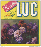 Buvard Biscottes LUC, Composition Florale, Roses, Scan Coupé Mais Buvard Complet - Biscottes