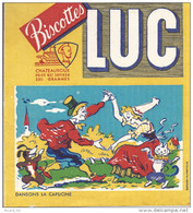 Buvard Biscottes LUC, Dansons La Capucine, Chanson Enfantine, Chat, Chien, Danse, Scan Coupé Mais Buvard Complet - Biscottes