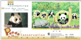 Hong Kong 1999 Giant Pandas Bamboo Limited Edition Minisheet FDC - FDC