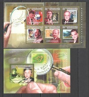 BC436 2010 GUINEE GUINEA PHILATELY STAMPS ON STAMPS COLLECTING FAMOUS PEOPLE 1KB+1BL MNH - Stamps On Stamps