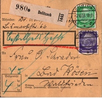 ! 1933 Paketkarte Deutsches Reich, Delitzsch - Brieven En Documenten