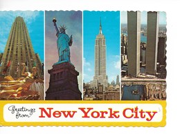 NEW YORK CITY/ Multivues -4- R.C.A. ST. Of Liberty, Empire St B....../ CPM Dentelée N°33177 écrite NON  Datée / Bon Etat - Multi-vues, Vues Panoramiques