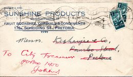 AFRIQUE DU SUD. Enveloppe Commerciale De 1945. Oblitération : Pretoria. Sunshine Products. - Ernährung