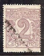 1903 San Marino Saint Marin CIFRA O VEDUTA 2c Violetto (34) Usato USED - Used Stamps