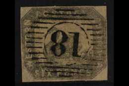 WESTERN AUSTRALIA 1857-59 6d Grey Black Imperf, SG 19, Four Clear Margins, Very Fine Used For More Images, Please Visit  - Sonstige & Ohne Zuordnung