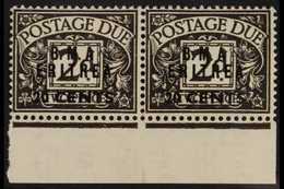 ERITREA POSTAGE DUES 1948 20c On 2d Agate, Horizontal Pair Both Showing Variety "No Stop After A", SG ED 3a, Very Fine M - Africa Oriental Italiana