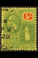 1922-28 5s Green And Red On Pale Yellow, SG 85, Fine Used With 1929 Cds. For More Images, Please Visit Http://www.sandaf - Iles Vièrges Britanniques