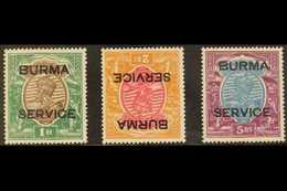 1937 Official 1r, 2r (inverted Watermark), And 5r, SG O11, O12w, O13, Very Fine Mint. (3 Stamps) For More Images, Please - Birmania (...-1947)