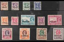 OFFICIALS 1946 KGVI "SERVICE" Ovpts Complete Set, SG O28/40, Very Fine Used (13 Stamps) For More Images, Please Visit Ht - Burma (...-1947)