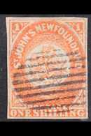 1860 1s Orange - Vermilion Imperf, SG 15, Very Fine Used With 4 Good Neat Margins, A Beautiful Example Of The Rarest Of  - Other & Unclassified