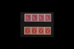 1948 3c Rose Violet And 4c Dark Carmine War Effort Coil "Jump" Strips Of 4, Imperf X Perf 9½, Uni 280i/281i, Very Fine N - Altri & Non Classificati