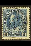 OFFICIAL 1923-31 8c Blue Punctured "O.H.M.S.", SG O16, Fine Used, Missing Part Of The "S" In The Perfin. For More Images - Altri & Non Classificati