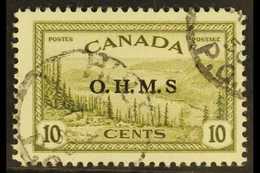 OFFICIAL 1949 10c Olive-green Overprinted "O.H.M.S." With MISSING STOP AFTER "S" Variety, SG O166a, Very Fine Used. For  - Other & Unclassified