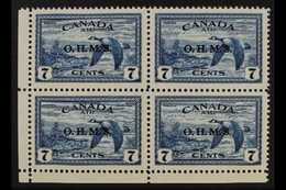 OFFICIALS 1949 7c Blue Air "O.H.M.S." Overprint, SG O171, Never Hinged Mint Lower Left Corner BLOCK Of 4, Very Fresh. (4 - Sonstige & Ohne Zuordnung