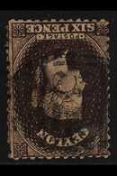 1863-66 6d Blackish Brown WATERMARK INVERTED & REVERSED Variety, SG 55cy, Fine Used, Small Thin, Fresh. For More Images, - Ceilán (...-1947)