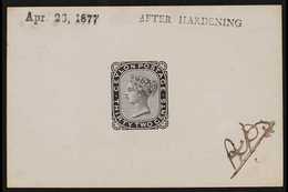 1872-80 IMPERF DIE PROOF For The 32c Value (SG 128) Printed In Black On Ungummed Card, Endorsed "AFTER HARDENING", Initi - Ceylon (...-1947)