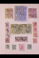 1895 - 1900 OFFICIALS Tremendous Used Group On An Ancient Album Page Includes Some Excellent Used Blocks 4, 9 & 10 & Str - Ceylon (...-1947)