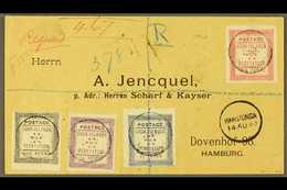 1893 (14th August) Rare Envelope Registered To Germany, Bearing The 1892 Set Of Four, SG 1/4, Tied By Black Cook Islands - Islas Cook