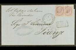 1867 (3 Dec) Cover Endorsed "Col Vapore Italiano / Via Brindisi" Sent From Alexandria To Firenze, Bears Two Italian 60c  - Other & Unclassified