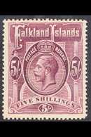 1914 5s Reddish Maroon, SG 67a, Very Fine Mint. For More Images, Please Visit Http://www.sandafayre.com/itemdetails.aspx - Falklandinseln
