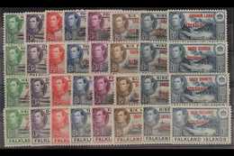 1944-45 All Four Overprinted Sets, SG A1/8, B1/8, C1/8 & D1/8, Never Hinged Mint (32 Stamps) For More Images, Please Vis - Falklandinseln