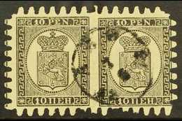 1871 10p Black/buff, Wove Paper, Type III Serpentine Roulette, SG 59, Fine Cds Used Intact Pair, Right Hand Stamp With 2 - Autres & Non Classés