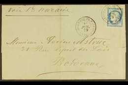 GENERAL ISSUES USED IN GUADELOUPE 1879 (10 July) Entire Letter To Bordeaux, Bearing 1872-77 25c Blue Ceres (Yvert 23) Wi - Other & Unclassified