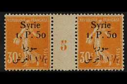 SYRIA 1924-25 overprinted "Syria & Bilingual Surcharge" 1pi.50 On 30c Orange Millesimes, Number 5, Maury 150, Superb, Ne - Sonstige & Ohne Zuordnung