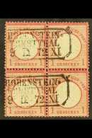 1872 1g Rose-carmine Small Shield (Michel 4, SG 5), Fine Used BLOCK Of 4 Cancelled By Two Boxed "Hohenstein - Ernstthal" - Otros & Sin Clasificación