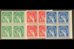 1949 Berlin Relief Fund Complete Set (Michel 68/70, SG B68/70), Never Hinged Mint Matching Marginal BLOCKS Of 4, Very Fr - Other & Unclassified