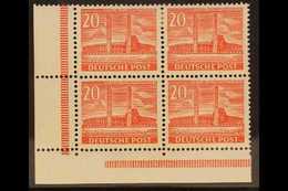 1953 20pf Bright Scarlet, Mi 113, SG B42b, Mint CORNER BLOCK Of 4, Both Lower Stamps Being Never Hinge Mint (4 Stamps) F - Other & Unclassified