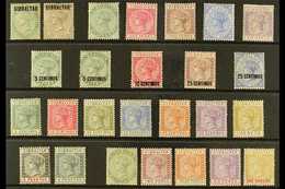 1886-1898 QV MINT SELECTION. An ALL DIFFERENT Selection On A Stock Card That Includes 1886 "Gibraltar" Opt'd ½d & 2d, 18 - Gibraltar