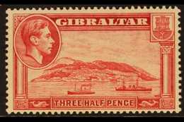 1938-51 1½d Carmine "The Rock - North Side" Pictorial, Perf 13½, Very Fine Mint For More Images, Please Visit Http://www - Gibraltar