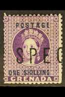 1875 SPECIMEN 1s Deep Mauve, SG 13, "Spec" ½ Of A Pair Overprinted "Specimen", All Pairs Were Split Before Distribution. - Granada (...-1974)